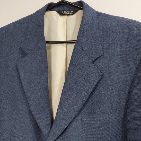 J.P Tilford Samuelsohn Harry Rosen Silk Wool Navy Blue Blazer Sz 42R - Picture 2 of 12